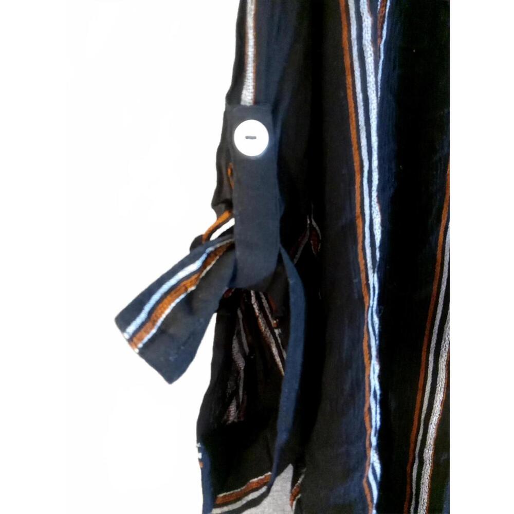 Club Z Collection Blouse Top Womens Size Large Black Multi Y3K Gypsy Striped - Picture 9 of 9